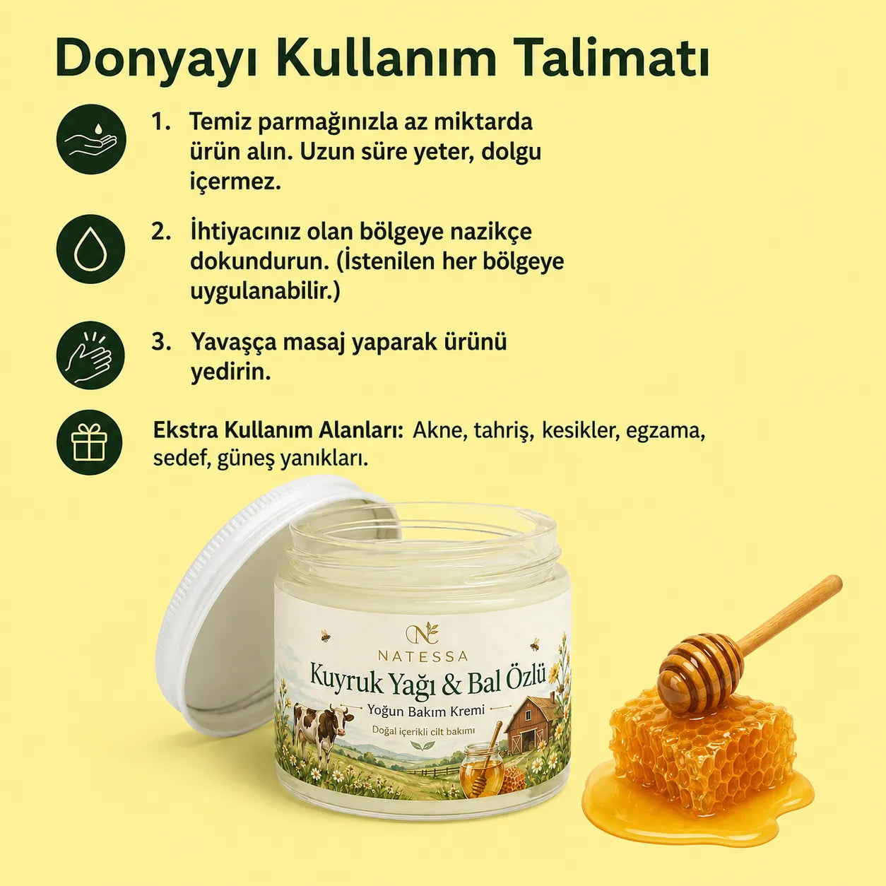 Natessa Kuyruk Yağı & Bal Özlü Doğal Bakım Kremi